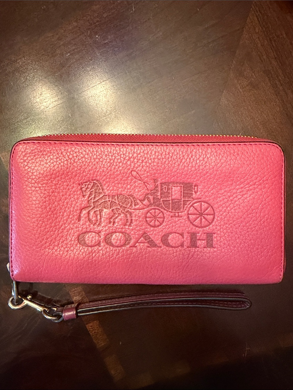 Coach Pebbled Leather Zip Wristlet Wallet